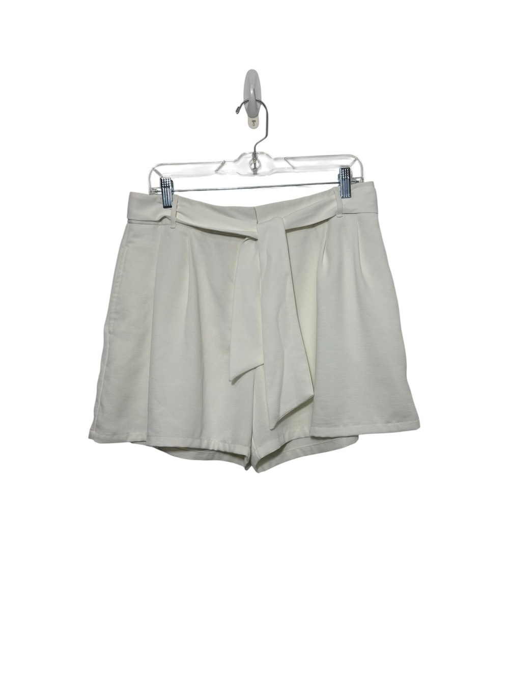 Worthington White Tie Front Wide Leg Pleated Shorts Sz10 Dressy Minimalist